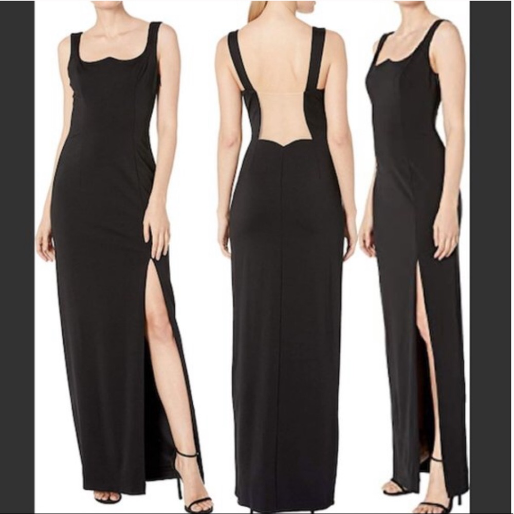 Adrianna Papell Lola Jersey Black Column Dress NWT
